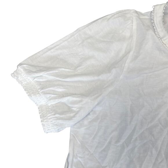 NWT J.Crew Smocked Henley Knit Top White Size L - Picture 7 of 8